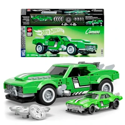 Abbildung von Mattel Brick Shop Hot Wheels Speed Serie Bauset, Custom ’68 Camaro mit 289 Teilen, realistischen Details und individuellen Aufklebern, Erwachsene Sammler Kinder ab 10 Jahren, JFT16
