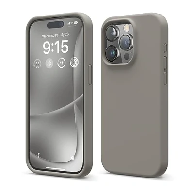 Abbildung von elago Liquid Silikon Hülle kompatibel mit iPhone 15 Pro Premium Handyhülle Rundumschutz [4 Schichten Anti Shock Struktur], Weiches Mikrofaserfutter