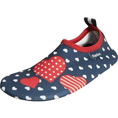 Abbildung von Playshoes Jungen Unisex Kinder Barfuß Badeslipper Aqua Schuhe, Marine Herzchen, 20/21 EU