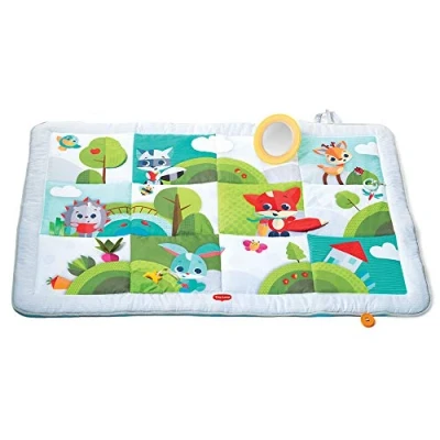 Abbildung von Tiny Love Super Mat, Spielmatte Baby, faltbare Spieldecke (150 x 100 cm), 0+ Monate, 9 Aktivitäten, weiche Krabbeldecke Spiegel für die Bauchlage, Guck Spiel, Beißring, Meadow Days