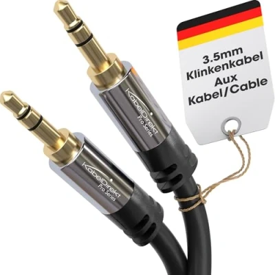 Abbildung von KabelDirekt Aux Kabel &amp; 3,5 mm Klinkenkabel 3 m Bruchfeste Metallstecker Erhältlich in 0,3 10 (Audiokabel/Kopfhörer Kabel, 3.5mm Klinke für Handy, PC/Laptop, Auto und HiFi, schwarz)