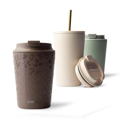 Abbildung von MAMEIDO Thermobecher 350ml, 470ml &amp; 700ml dichter Kaffeebecher to go aus Edelstahl doppelwandig isoliert, auslaufsicher Coffee Becher warmhaltend (Wild Allure, 0,35l)