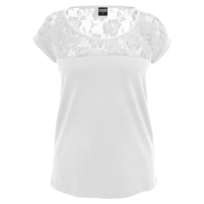 Abbildung von Urban Classics Ladies TOP Laces TEE Tshirt print, Damen, Größe: XS, White