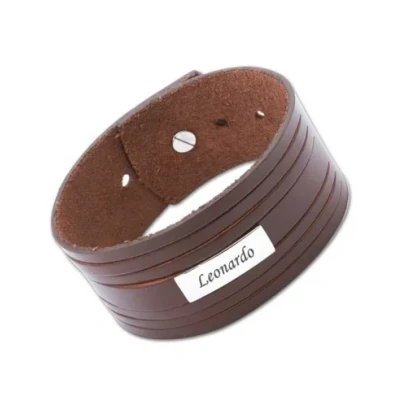 Abbildung von Strähnen Lederarmband mit Gravur Armbänder