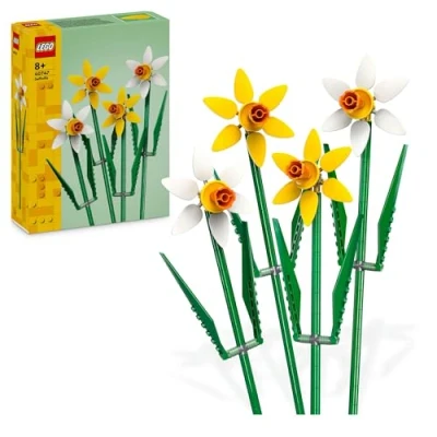 Abbildung von Lego Narzissen, Kunstblumen für Kinder, Baue und präsentiere diesen Blumenstrauß zu Hause als Zimmer oder Schreibtischdekoration, Geschenke Mädchen, Jungen, Botanik Kollektion 40747