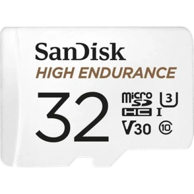 Abbildung von SanDisk High Endurance microSDHC Speicherkarte 32 GB + Adapter (Für Dash Cams und private Überwachungskameras, 100 MB/s Lesen, V30 für Full HD 4K Videos)