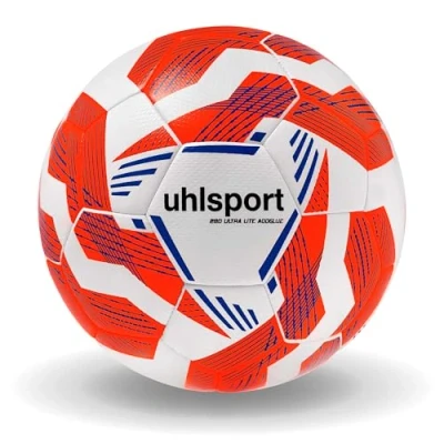Abbildung von uhlsport 290 Ultra Lite Addglue Junior Kinder Fußball Spiel und Trainingsball, für bis zu 10 Jahren, Kinder, weiß/Fluo orange/royal