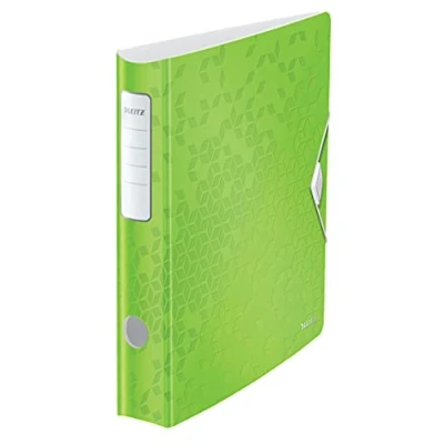 Abbildung von Leitz Qualitäts Ordner 180 Active WOW, A4, Schmal, Abgerundeter Rücken, 6,5 cm breit, Gummibandverschluss, Leichtes Polyfoam, Plastik Ordner, WOW Serie, Grün, 11070054
