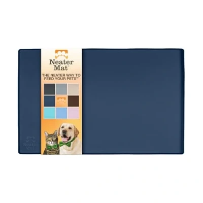 Abbildung von Neater Pet Brands Napfunterlage Hund und Katzen Wasserdicht Silikon Hundenapf Unterlage Futtermatte Schützt Böden vor Futter Wasser (48,3 x 30,5 cm, Dunkelblau)