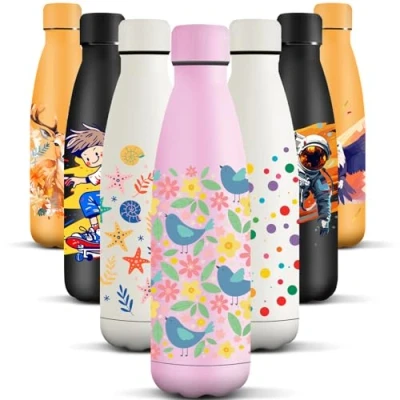 Abbildung von HoneyHolly Edelstahl Trinkflasche, 500ml BPA frei, Thermosflasche, Isolierflasche Doppelwandige, Wasserflasche Edelstahl, Auslaufsicher, 18/8 Thermoskanne für Sport, Camping, Schule
