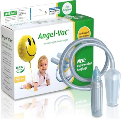 Abbildung von Angel Vac® Nasensauger Baby [für Standard Staubsauger] Nasenreiniger mit weichem Saugkopf für Kinder ab 0 Jahre [klinisch getestet] der Original Staubsauger seit 30 Jahren