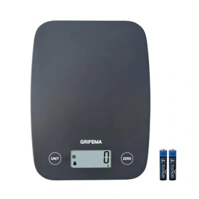 Abbildung von GRIFEMA GA2004 Küchenwaage Digital, Hochpräzise (1g 5000g) Waage mit LCD Display, zum Backen und Kochen, Batterien Inklusive