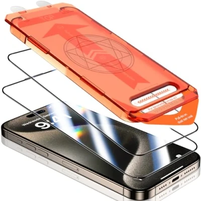 Abbildung von UniqueMe für iPhone 15 Pro Panzerglas, Full Screen Schutzfolie, Unzerbrechlich Bruchsicher,Kein Staub Keine Blasen, Panzer Schutz Glas Folie Displayschutzfolie