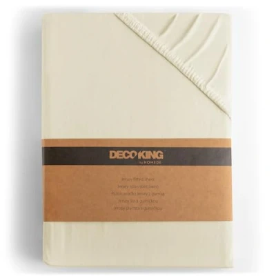 Abbildung von DecoKing Spannbettlaken 200x220 220x240 cm 100% gekämmte Baumwolle Beige Spannbetttücher Jersey Boxspringbett Amber 200 x 220 240