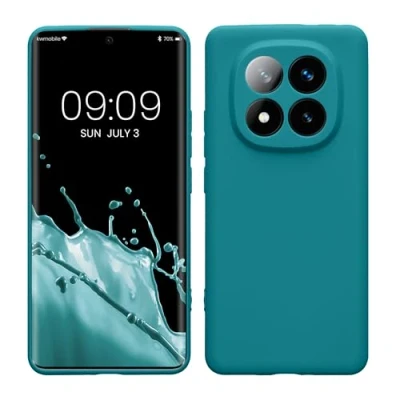 Abbildung von kwmobile Handyhülle kompatibel mit Xiaomi Redmi Note 14 Pro+ 5G / Pro Plus Hülle Handy Case aus weichem Silikon in Petrol matt