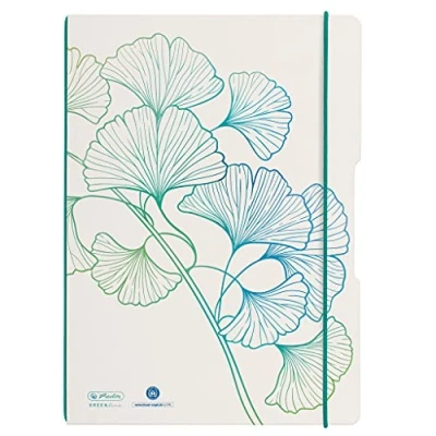Abbildung von herlitz 50033652 Notizheft flex, A4, 2 x 40 Blatt, liniert und kariert, Motiv: GREENline Ginkgo, 1 Stück