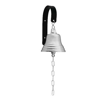 Abbildung von ACL Bar Zubehör für Home Pub Handglocke Wandmontage Bell Nautische Dekorationen Einzigartige Silberkette Glocke mit knackigen Lauten Klängen Ideal Weihnachten, Empfang, Pubs