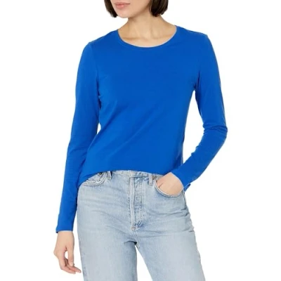 Abbildung von Amazon Essentials Damen Langärmeliges T Shirt mit Rundhalsausschnitt, Klassischer Schnitt (Erhältlich in Übergröße), Kräftiges Blau, XXL