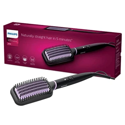 Abbildung von Philips StyleCare Aufheizbare Bürste BHH880/00 Haarstyling Geräte (Glättbürste, 170 C, 200 PTC, Schwarz, Pink, Hängender Ring)