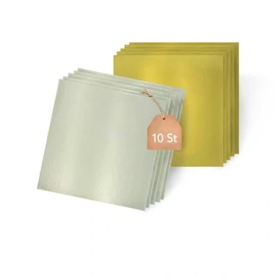 Abbildung von KITCHENDREAM Cake Board Set, Kuchenplatte, Eckig, Gold und Silber, 3 mm dicke Pappe, zum Servieren Transportieren von Kuchen Torten, auch für Party Buffets, 10 Stk. 25x25cm