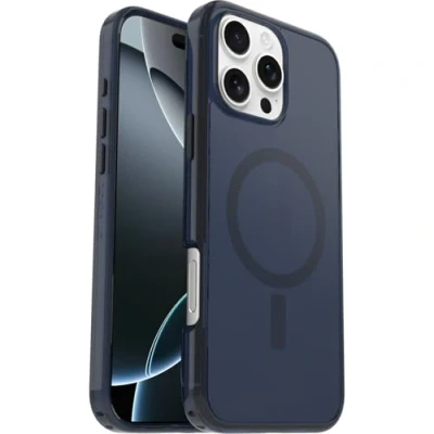 Abbildung von OtterBox Symmetry Series Clear MagSafe transparente Hülle für iPhone 16 Pro Max, stoßfest, sturzsicher, schützende Hülle, 3X getestet nach Militärstandard, Transparent/Blau