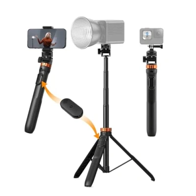 Abbildung von Selfie Stick Stativ, K&amp;F Concept MS24 Lichtstativ,Handy Stativ mit Abnehmbarer Fernbedienung,175CM Beleuchtungsstativ Lampenstativ, Kompatibel Handy/Fülllicht/Sportkamera