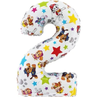 Abbildung von Toyland® 26 Zoll Paw Patrol Zahlen Folienballon Kinder Partyballons Nummer 16 erhältlich (ZAHL 2)