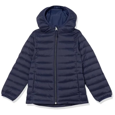Abbildung von Amazon Essentials Mädchen Leichte, Wasserabweisende, verstaubare Kapuzenjacke, Marineblau, 4 Jahre
