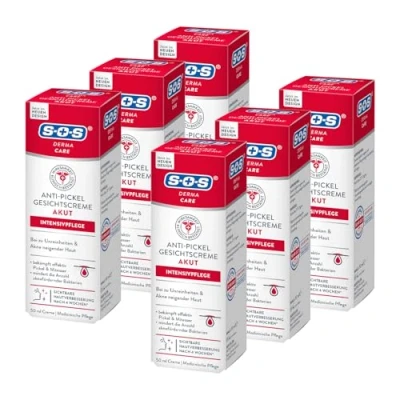 Abbildung von SOS Derma Care Anti Pickel Gesichtscreme Akut (6x 50 ml) medizinische Gesichtspflege gegen Mitesser &amp; verbessertes Hautbild nach 4 Wochen unreine Haut MicroSilber und Laurinsäure