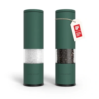 Abbildung von LARS NYSØM Salz und Pfeffer Mühle 2er Set Manuell mit einstellbarem Keramik Mahlwerk von grob bis fein I Design Gewürzmühlenset (2 Stück) (Pine Green)