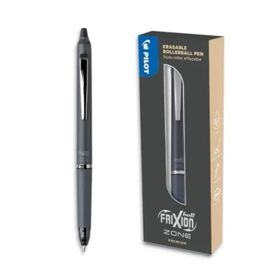 Abbildung von PILOT FriXion Ball Zone Grau in Geschenkbox radierbarer Premium Tintenroller mit thermosensitiver Tinte nachfüllbar und gummierter Griffzone Schreibfarbe Schwarz Minenspitze Medium