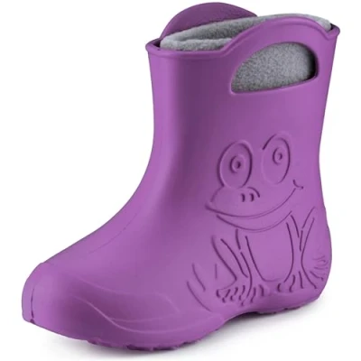 Abbildung von Ladeheid EVA Kinder Jungen Mädchen Gummistiefel Regenschuhe gefüttert LA CA 03 (Lilla/Grau, 30/31 EU)