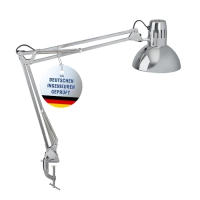 Abbildung von MAUL Schreibtischlampe MAULstudy Verstellbare Klemmleuchte mit Gelenkarm für Büro und Schreibtisch Elegante LED aus Metall Exklusive Leuchtmittel Chrome