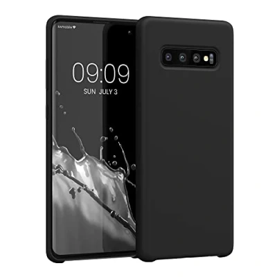 Abbildung von kwmobile Hülle kompatibel mit Samsung Galaxy S10 Plus / S10+ Silikon Handy Case Handyhülle weiche Oberfläche kabelloses Laden Schwarz