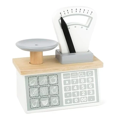 Abbildung von Small Foot Waage aus Holz, mit Waagschale und beweglichem Gewichtszeiger, für Kinder ab 3 Jahren, 11201 Spielzeug, Mehrfarbig