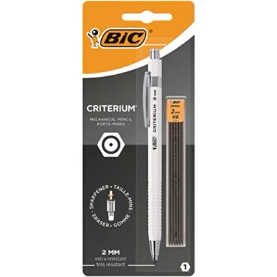 Abbildung von BIC Criterium 2 mm HB Druckbleistift schwarzer oder weißer Schaft, 1er Blister + 6 Nachfüllminen