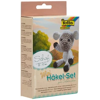 Abbildung von folia 23906 Mini Häkelset Schaf, Komplettset zur Erstellung von einem selbst gehäkelten niedlichen ca. 8 10 cm groß, für Kinder ab Jahren und Erwachsene, als Geschenk
