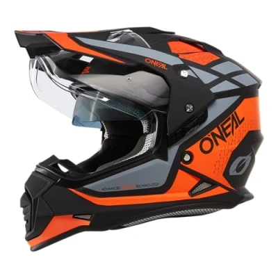 Abbildung von O&#039;NEAL Motorradhelm Enduro Motorrad Ventilationsöffnungen für maximalen Luftstrom &amp; Kühlung, integrierte Sonnenblende Sierra Helmet R V.24 Erwachsene Schwarz Orange Grau Größe L
