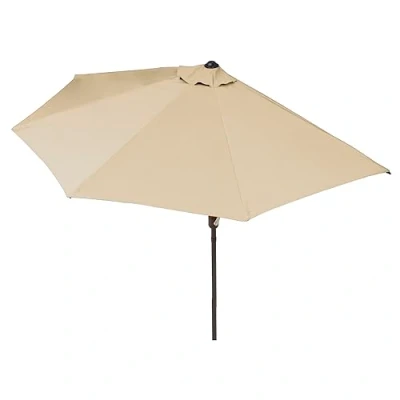 Abbildung von EASYmaxx Sonnenschirm halbrund 270 x 140 235 cm für Balkon und Terrasse passgenau Wände mit praktischer Handkurbel Sonnenschutz UV Schutz 40+ spendet Schatten