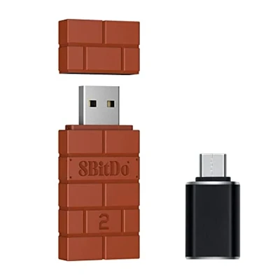 Abbildung von Mcbazel 8Bitdo USB Wireless Adapter 2 mit OTG Zubehör für Switch OLED/Switch, Windows, Mac &amp; Raspberry Pi Kompatibel Xbox Series X&amp;S/Xbox One/Switch Pro/PS5 Controller Braun