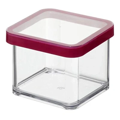 Abbildung von Rotho Loft quadratische Vorratsdose 0.5l mit Deckel und Dichtung, Kunststoff (SAN) BPA frei, transparent/rot, (10.0 x 10.0 7.2 cm)