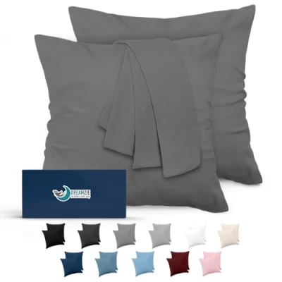 Abbildung von Kissenbezug 65x65 Anthrazit 2er Set Mikrofaser Oeko TEX Zertifiziert Dreamzie Kopfkissenbezug Weich