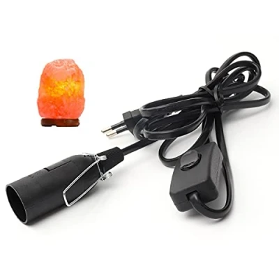 Abbildung von Hotloop Kabel mit Schalter für Salzlampe Lampenfassung l E14 1,8M Salzlampenfassung Isolierung Salzleuchte Salz Lampefassung, Schwarz