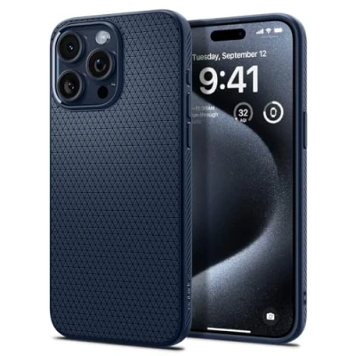 Abbildung von Spigen Hülle für iPhone 15 Pro Liquid Air Case Handyhülle Schutzhülle Cover Dünn Slim Navy Blue