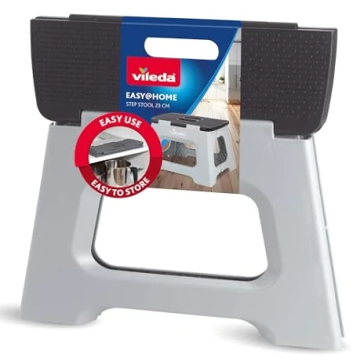 Abbildung von Vileda Tritthocker klappbar 23cm für Erwachsene &amp; Kinder bis 150kg Inkl. Anti Rutsch Beschichtung Klapphocker Faltbar 150 kg Ideal Haushalt Alltag faltbarer Schemel