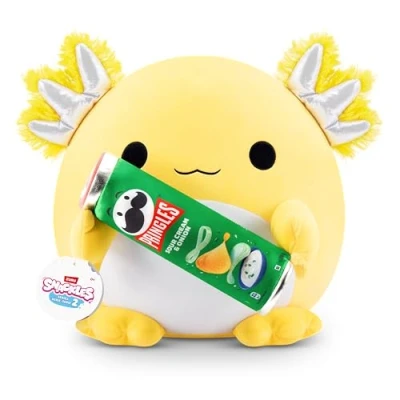 Abbildung von Snackles Serie 2 35 cm ZURU Kuschelig weiches, beruhigendes, großes Plüschspielzeug mit lizenziertem Snackmarken Accessoire (Leon), Pringles Axolotl
