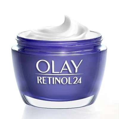 Abbildung von Olay Retinol 24 Night Cream Moisturizer (50 g), mit Vitamin B3, regenerierende Anti Aging und straffende Creme, reduziert sichtbar Falten feine Linien, parfümfrei