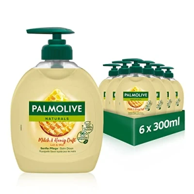 Abbildung von Palmolive Seife Naturals Honig &amp; Milch 6x300ml flüssige Handseife zur sanften Reinigung der Hände