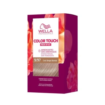 Abbildung von Wella Professionals Color Touch demi permanente Haarfarbe ohne Ammoniak Haarfärbemittel mit bis zu 50 % Grauhaar Abdeckung Ansatz Kit inkl. Haarmaske 9/97 Cool Beige Blonde (130 ml)