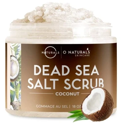 Abbildung von Körperpeeling Salt Body Scrub Peeling Gesicht Körper Coconut mit Vanilla Feuchtigkeitsspendend Eingewachsene Haare Körner Totes Meer Salz Dead Skin removal Frauen Männer 500g